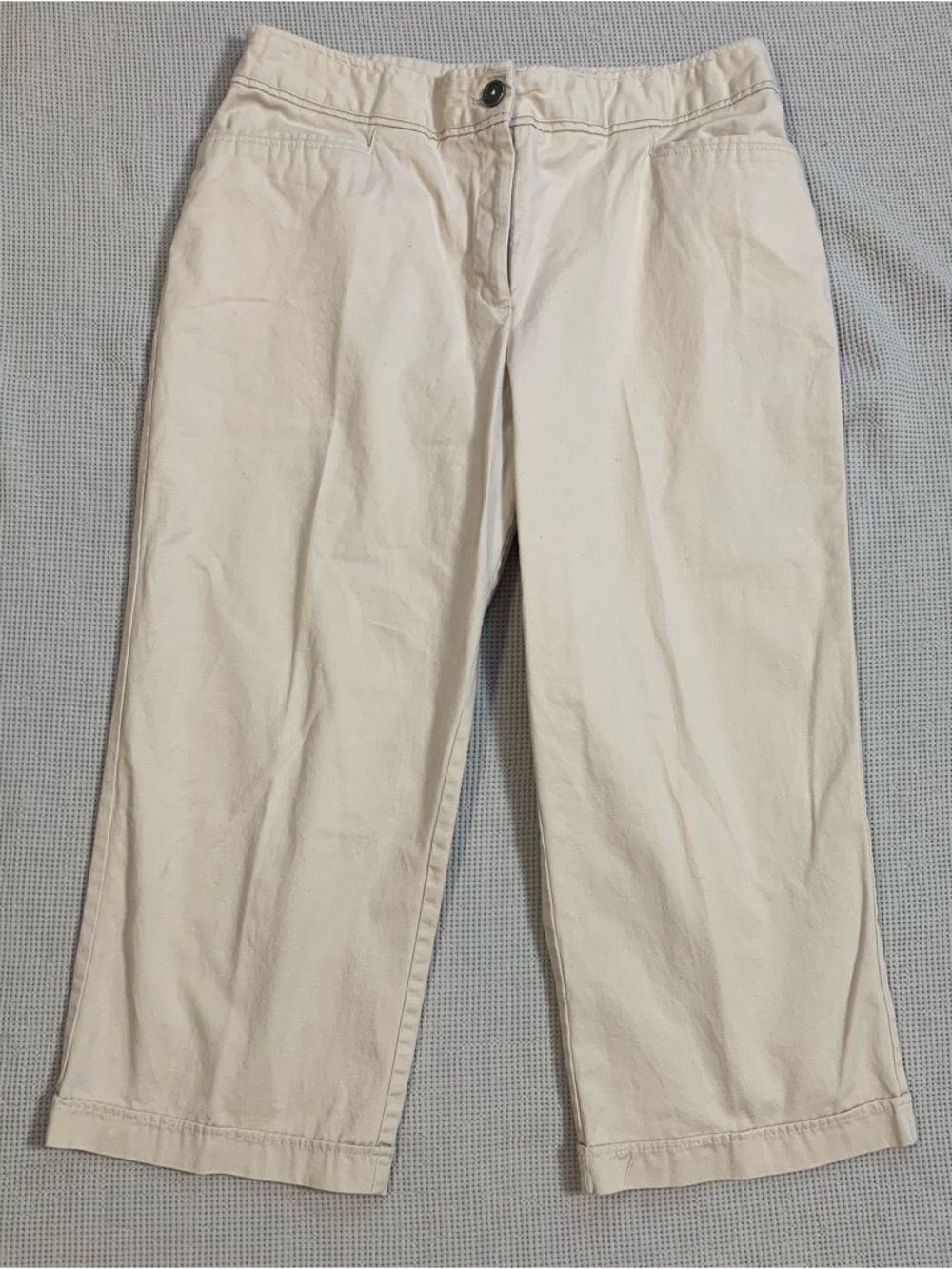 Sag Harbor Cream Stretch Capri Pants Size 16‎ Cottonblend Summer Coastal Preppy